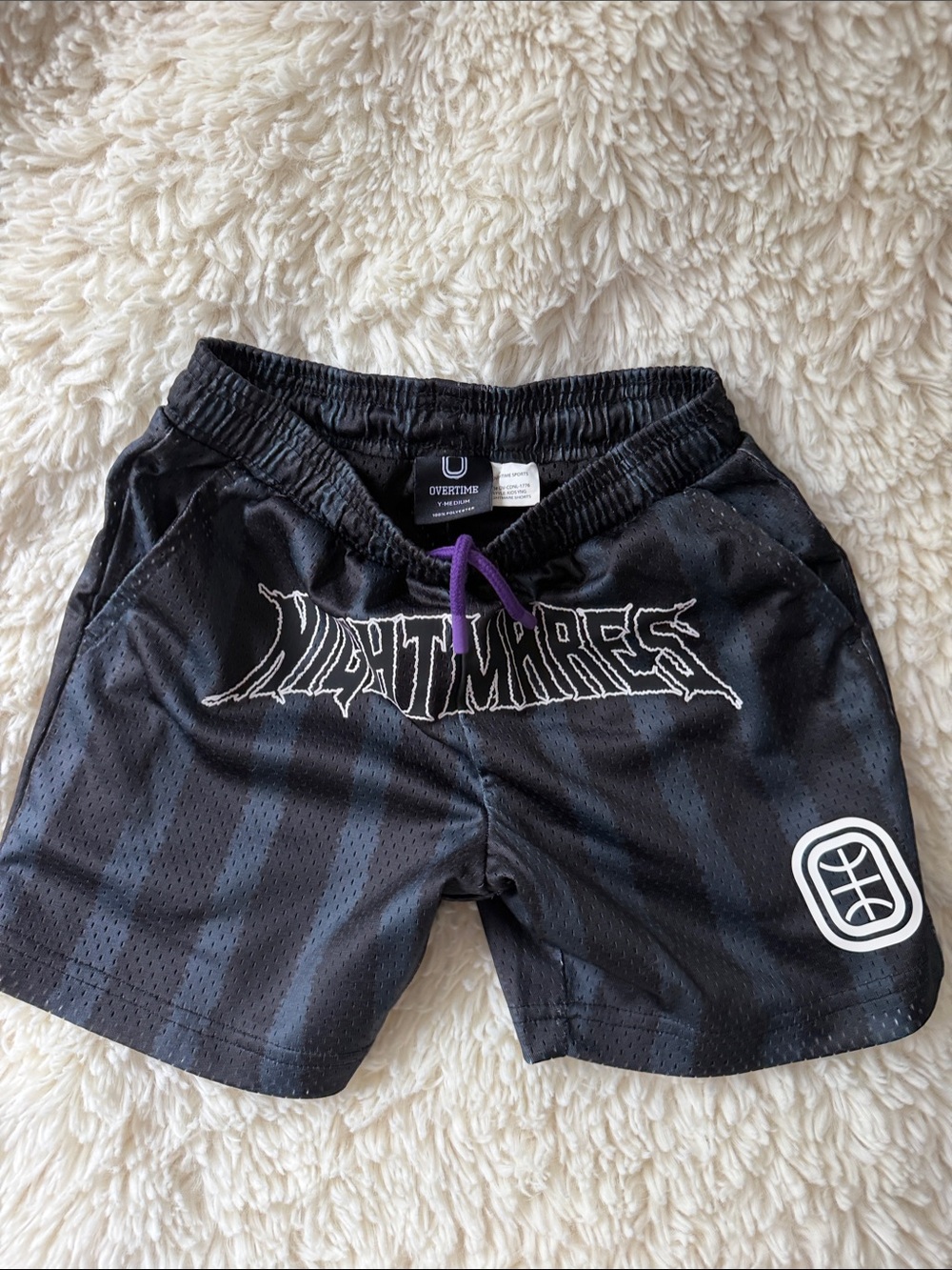 Overtime basketball shorts YM Kids Black 'Nightmares' Athletic Mesh